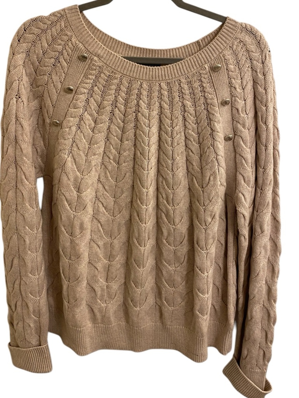 TALBOTS TIMELESS RAGLAN CABLE KNIT SWEATER TRANSITIONAL LAYERING SIZE LARGE NWOT